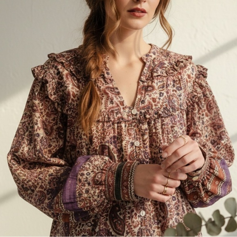 CLEOBELLA Samara Bishop Sleeve Blouse In Paisley